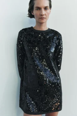 Hot VESTIDO CORTO PUNTO LENTEJUELAS Mujer Vestidos|Cárdigan / Jerséis