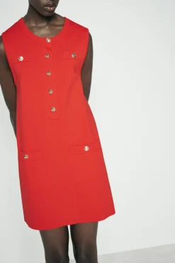 Online VESTIDO CORTO PUNTO LISO Mujer Vestidos|Cárdigan / Jerséis