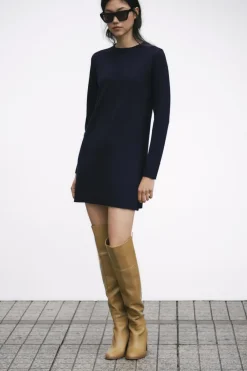 Discount VESTIDO CORTO PUNTO LISO Mujer Vestidos|Cárdigan / Jerséis