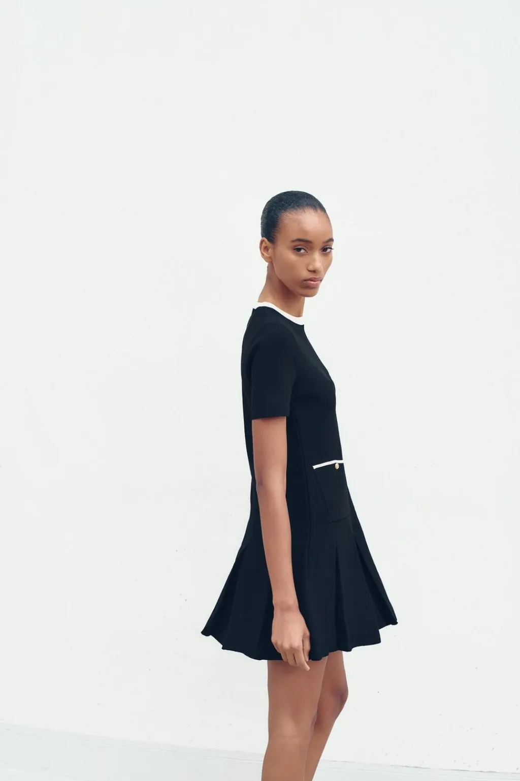 Fashion VESTIDO CORTO PUNTO TABLAS Mujer Vestidos|Cárdigan / Jerséis