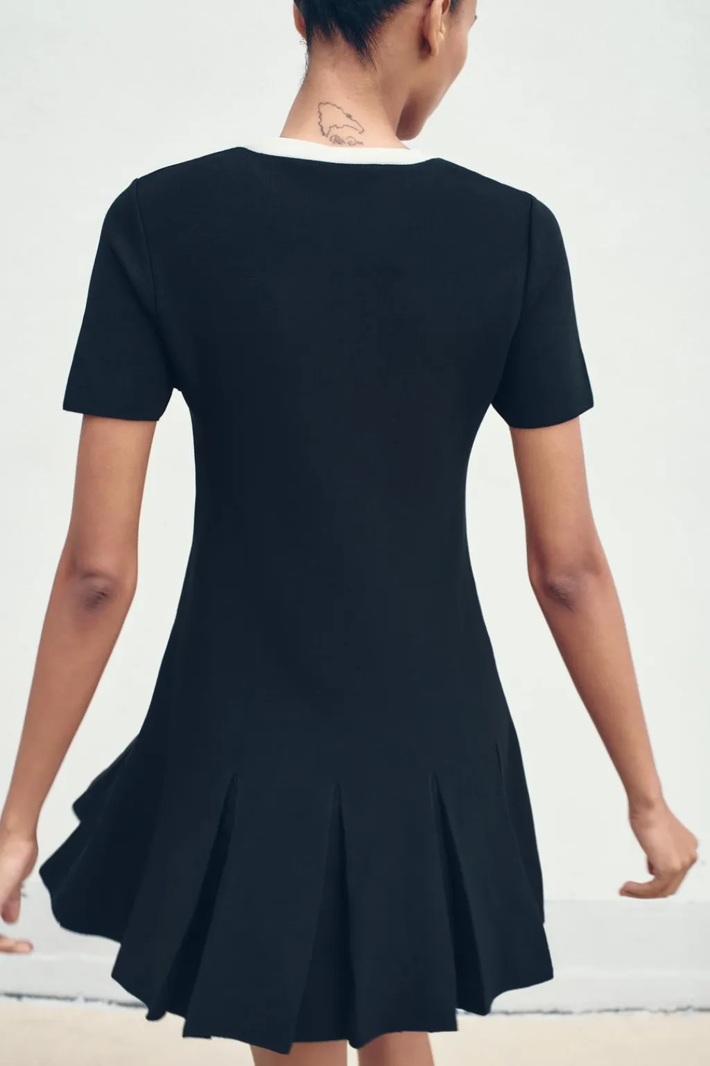 Fashion VESTIDO CORTO PUNTO TABLAS Mujer Vestidos|Cárdigan / Jerséis