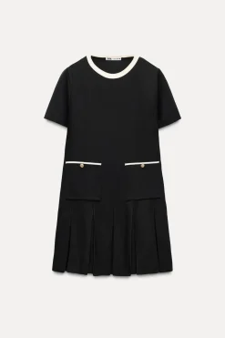 Fashion VESTIDO CORTO PUNTO TABLAS Mujer Vestidos|Cárdigan / Jerséis