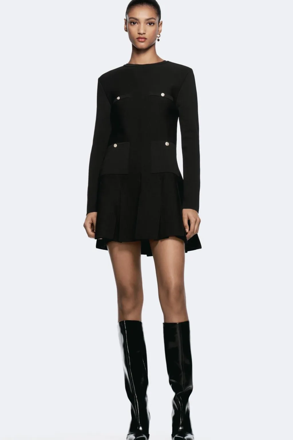 Outlet VESTIDO CORTO PUNTO TABLAS Mujer Vestidos|Cárdigan / Jerséis