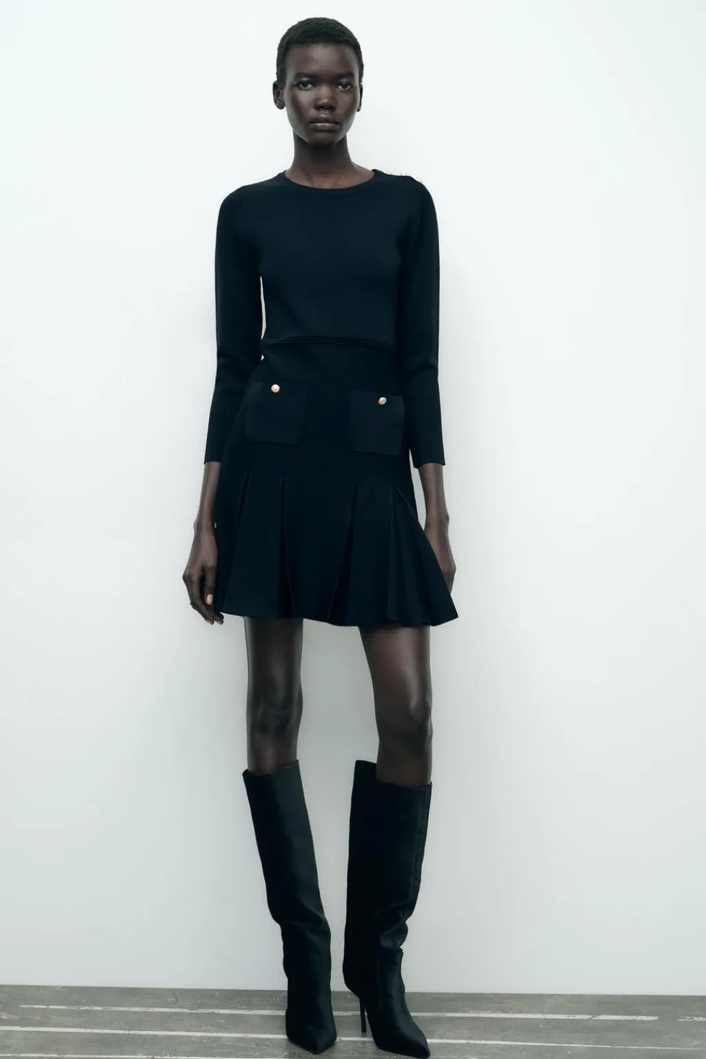 New VESTIDO CORTO PUNTO TABLAS Mujer Vestidos|Cárdigan / Jerséis