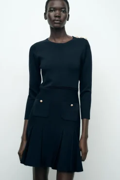 New VESTIDO CORTO PUNTO TABLAS Mujer Vestidos|Cárdigan / Jerséis