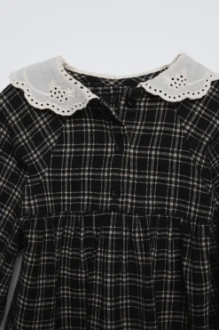 Niños ZARA 1½ - 6 Años·Vestidos / Petos|6 - 18 Meses·Vestidos / Monos<VESTIDO CUADROS CUELLO BORDADO