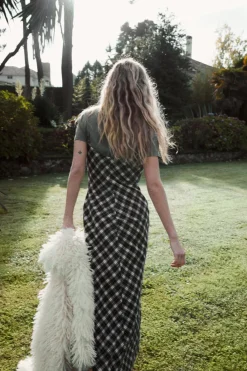 Hot VESTIDO CUADROS FRANELA Mujer Vestidos