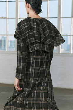 Hot VESTIDO CUADROS VOLANTE ZW COLLECTION Mujer Vestidos