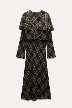 Hot VESTIDO CUADROS VOLANTE ZW COLLECTION Mujer Vestidos