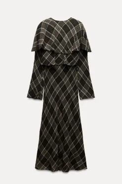 Hot VESTIDO CUADROS VOLANTE ZW COLLECTION Mujer Vestidos