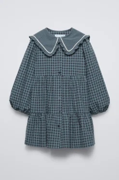 Niños ZARA 6 - 14 Años·Vestidos / Monos<VESTIDO CUELLO BOBO CUADROS