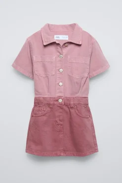 Niños ZARA 6 - 14 Años·Vestidos / Monos<VESTIDO DENIM BOLSILLOS