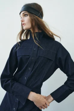 Sale VESTIDO DENIM BOLSILLOS ZW COLLECTION Mujer Vestidos