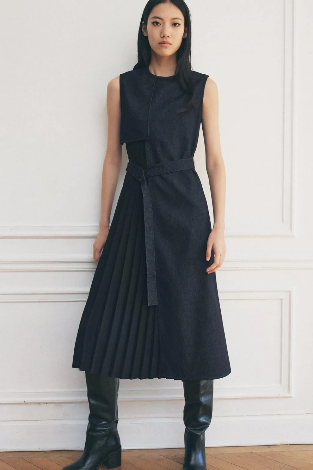 Outlet VESTIDO DENIM COMBINADO ZW COLLECTION Mujer Vestidos