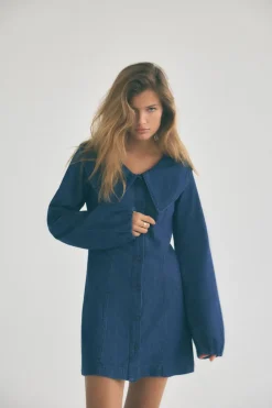 Best VESTIDO DENIM TRF CUELLO BOBO Mujer Vestidos