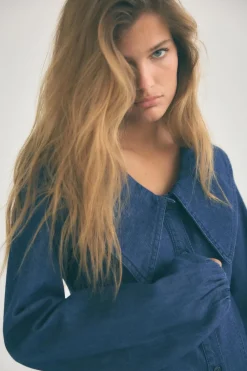 Best VESTIDO DENIM TRF CUELLO BOBO Mujer Vestidos