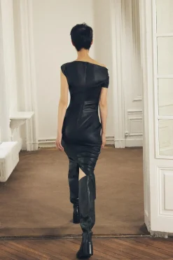 Fashion VESTIDO DRAPEADO EFECTO PIEL ZW COLLECTION Mujer Vestidos