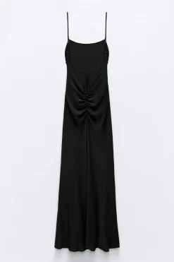 Fashion VESTIDO DRAPEADO ESPALDA DESCUBIERTA Mujer Vestidos