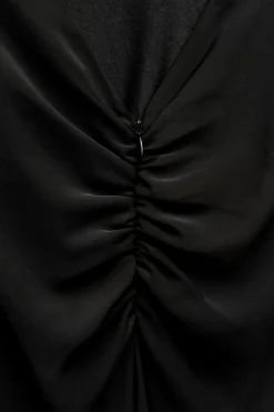 Fashion VESTIDO DRAPEADO ESPALDA DESCUBIERTA Mujer Vestidos