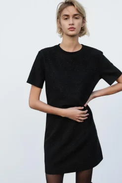 Outlet VESTIDO EFECTO ANTE BRILLOS Mujer Vestidos