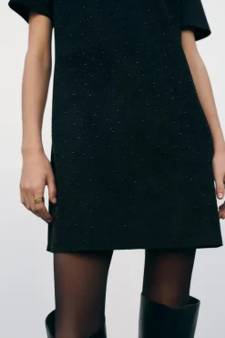 Outlet VESTIDO EFECTO ANTE BRILLOS Mujer Vestidos