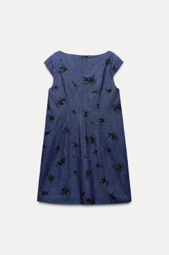 Fashion VESTIDO EFECTO DENIM ABALORIOS ZW COLLECTION Mujer Vestidos