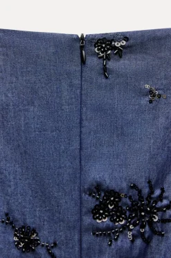 Fashion VESTIDO EFECTO DENIM ABALORIOS ZW COLLECTION Mujer Vestidos