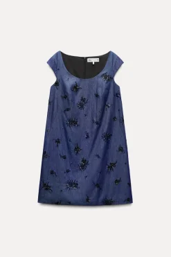 Fashion VESTIDO EFECTO DENIM ABALORIOS ZW COLLECTION Mujer Vestidos