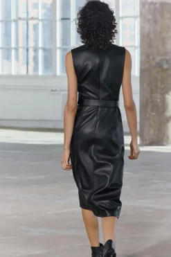 Discount VESTIDO EFECTO PIEL CINTURÓN ZW COLLECTION Mujer Vestidos