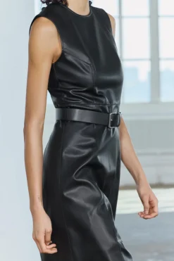 Discount VESTIDO EFECTO PIEL CINTURÓN ZW COLLECTION Mujer Vestidos