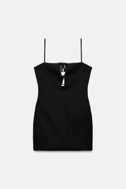 New VESTIDO ELÁSTICO CUT OUT LAZOS Mujer Vestidos