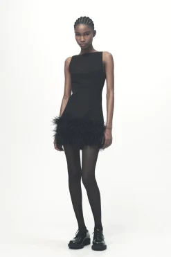 Fashion VESTIDO ELÁSTICO PLUMAS Mujer Vestidos