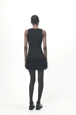 Fashion VESTIDO ELÁSTICO PLUMAS Mujer Vestidos