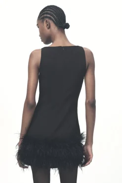 Fashion VESTIDO ELÁSTICO PLUMAS Mujer Vestidos