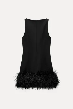 Fashion VESTIDO ELÁSTICO PLUMAS Mujer Vestidos