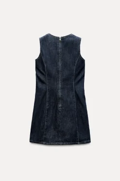 New VESTIDO ENTALLADO DENIM TRF Mujer Vestidos