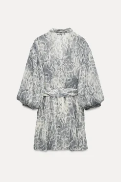 New VESTIDO ESTAMPADO ANIMAL HILO METALIZADO Mujer Vestidos