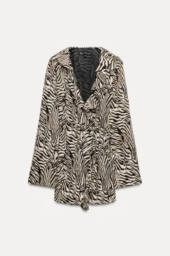 Hot VESTIDO ESTAMPADO ANIMAL VOLANTES Mujer Vestidos