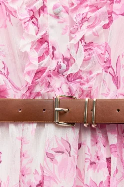 Clearance VESTIDO ESTAMPADO VOLANTES CINTURÓN Mujer Vestidos