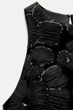 Best VESTIDO ESTRUCTURA FLOR LENTEJUELAS Mujer Vestidos