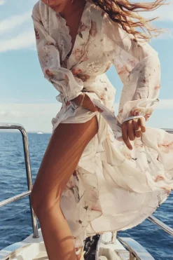 Hot VESTIDO FLORES VOLANTES CUT OUT Mujer Vestidos