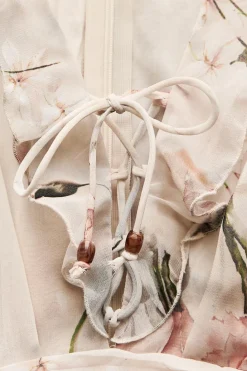 Hot VESTIDO FLORES VOLANTES CUT OUT Mujer Vestidos