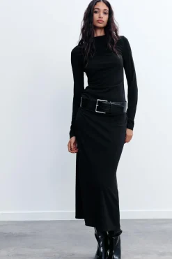 Hot VESTIDO FRUNCE CINTURON Mujer Vestidos