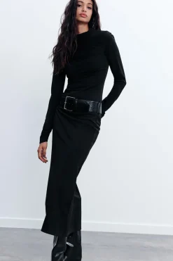 Hot VESTIDO FRUNCE CINTURON Mujer Vestidos