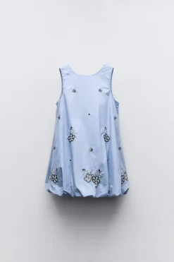 Niños ZARA 1½ - 6 Años·Vestidos / Petos|6 - 18 Meses·Vestidos / Monos<VESTIDO GLOBO BORDADOS BRILLO