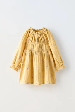 Niños ZARA 1½ - 6 Años·Vestidos / Petos|6 - 18 Meses·Vestidos / Monos<VESTIDO GOMAS BORDADO FLORES