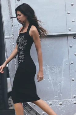 Sale VESTIDO HALTER BRILLOS PUNTO STRETCH Mujer Vestidos