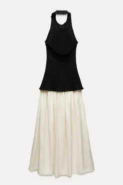 Clearance VESTIDO HALTER COMBINADO ZW COLLECTION Mujer Vestidos