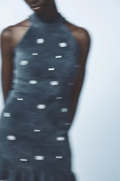 Clearance VESTIDO HALTER EFECTO PELO ABALORIOS Mujer Vestidos