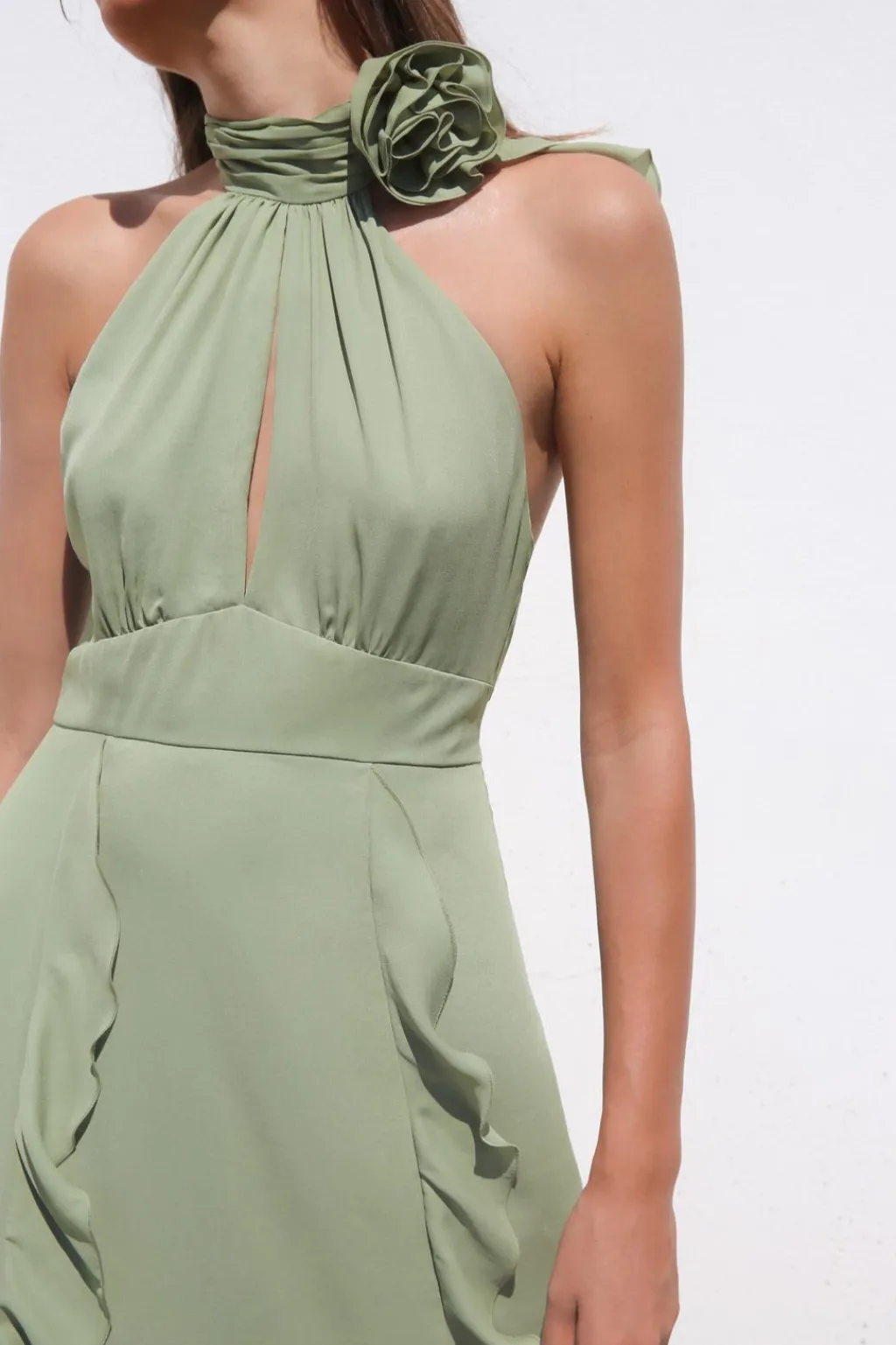 Outlet VESTIDO HALTER FLOR VOLANTES Mujer Vestidos